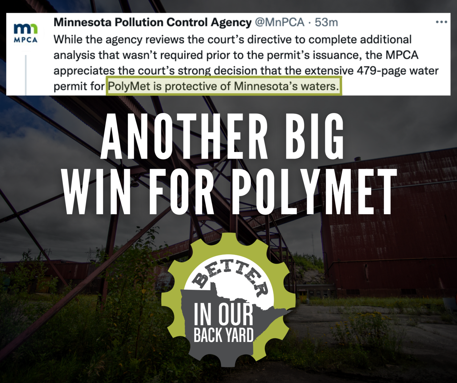 Big Win For PolyMet Water Permit – Better In Our Back Yard